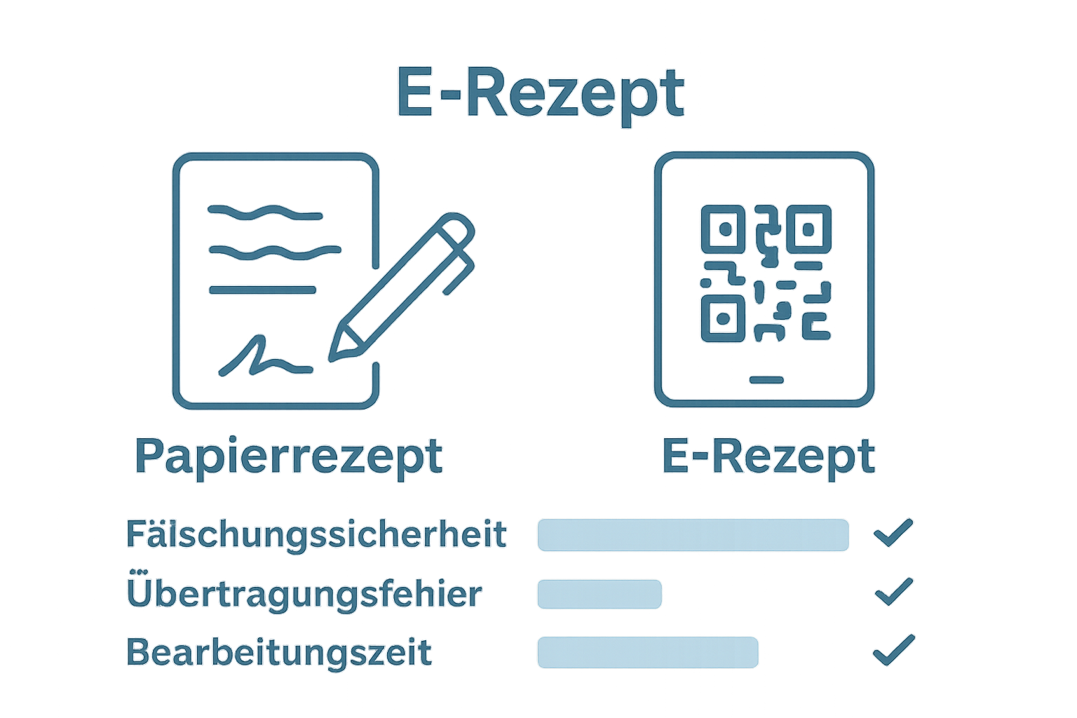 Papierrezept und E-Rezept Vergleichs-Icons mit Vorteilen