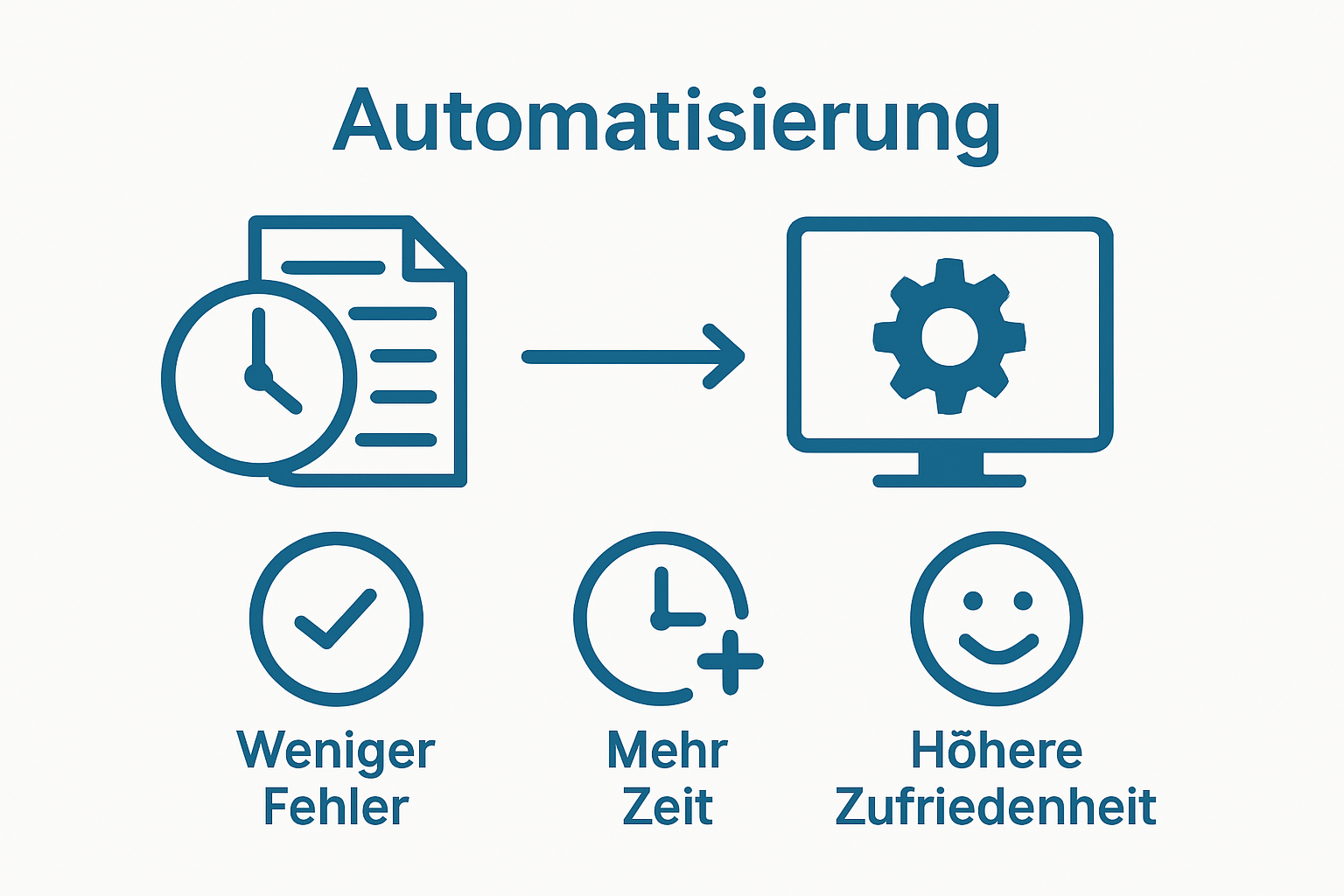 Vergleich von manuellem und automatisiertem Praxisprozess mittels Symbolen und Pfeilen