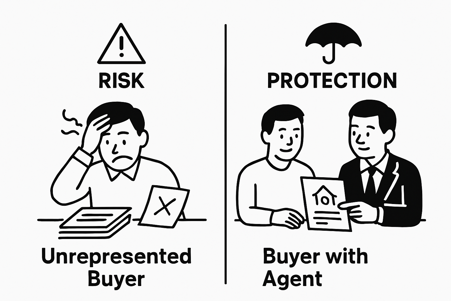 Visual comparison of buyers with and without agent representation
