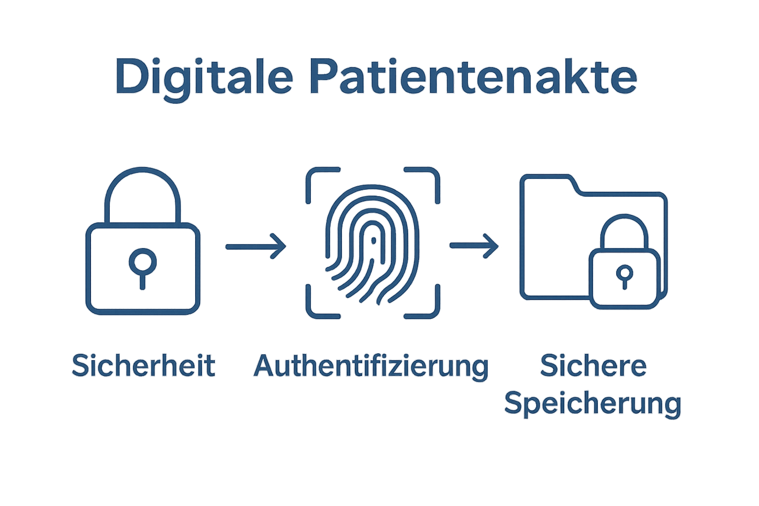 Infographic showing three main security features: encryption, authentication, secure data storage