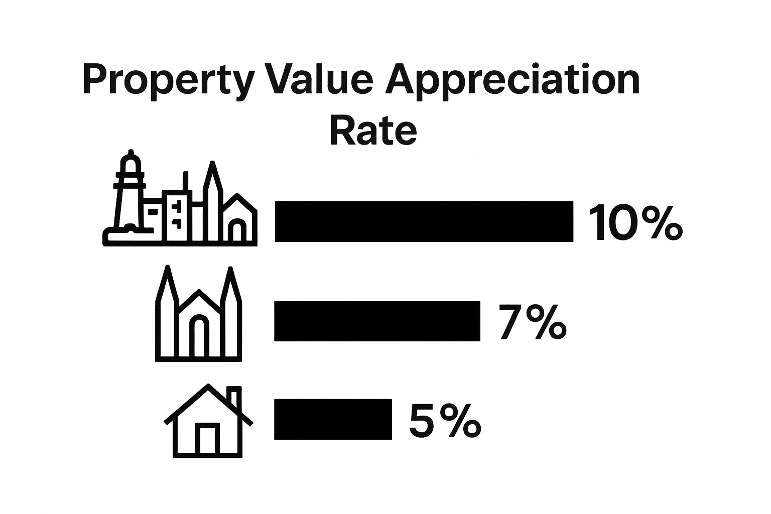 Infographic comparing Mallorca region property value growth rates