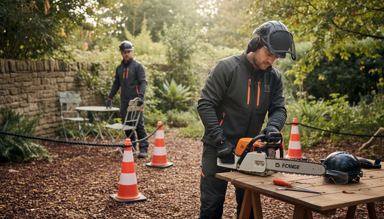 Vorbereitung Baumfällung Arbeitsbereich
