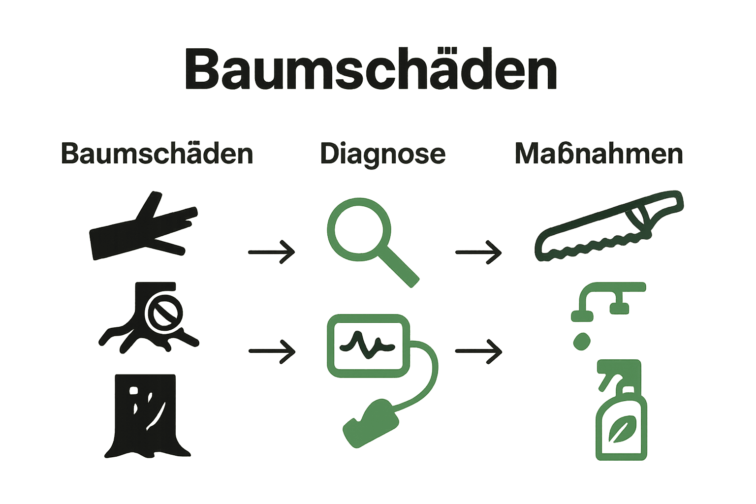 Vergleich Infografik Schäden und Pflege alter Bäume
