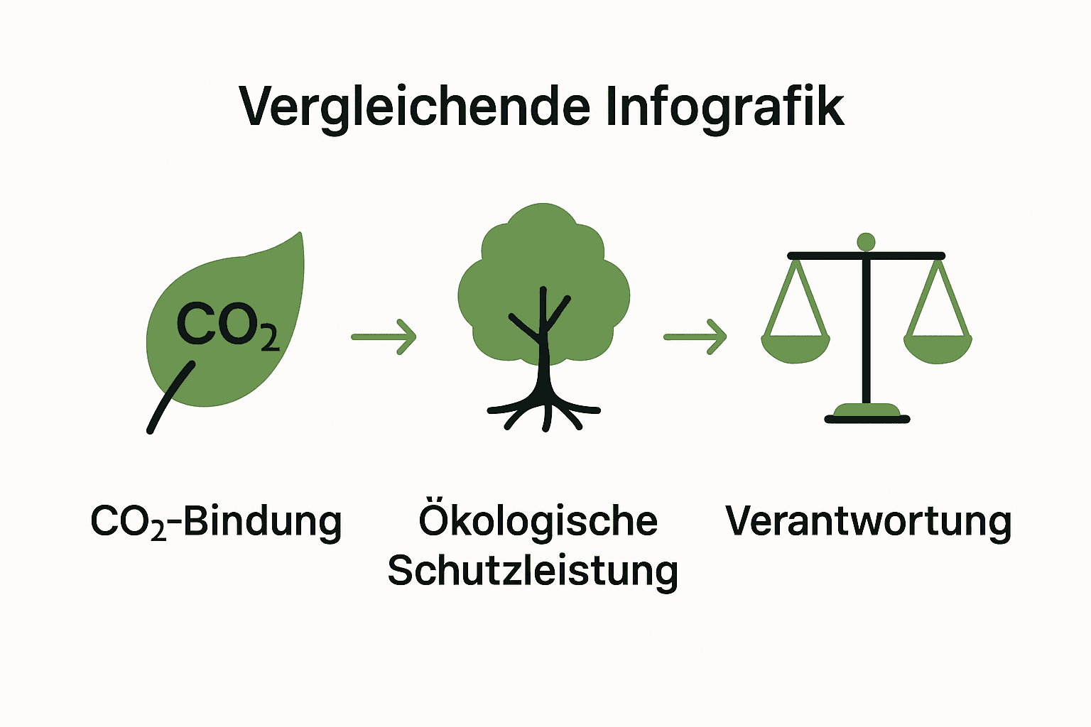 Infografik: Klimaschutz durch Bäume, drei Hauptfaktoren