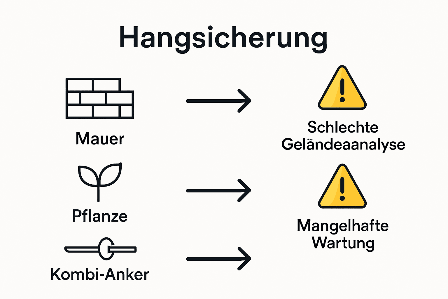 Vergleich von Methoden der Hangsicherung mit typischen Fehlerquellen