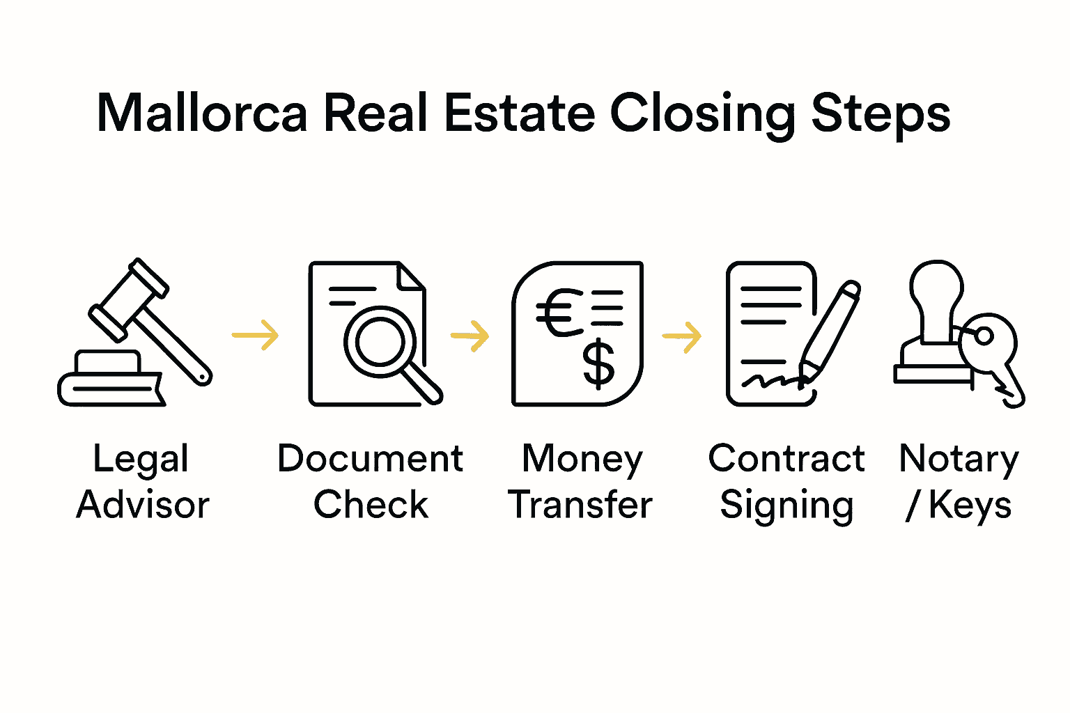 Flowchart illustrating Mallorca real estate closing steps