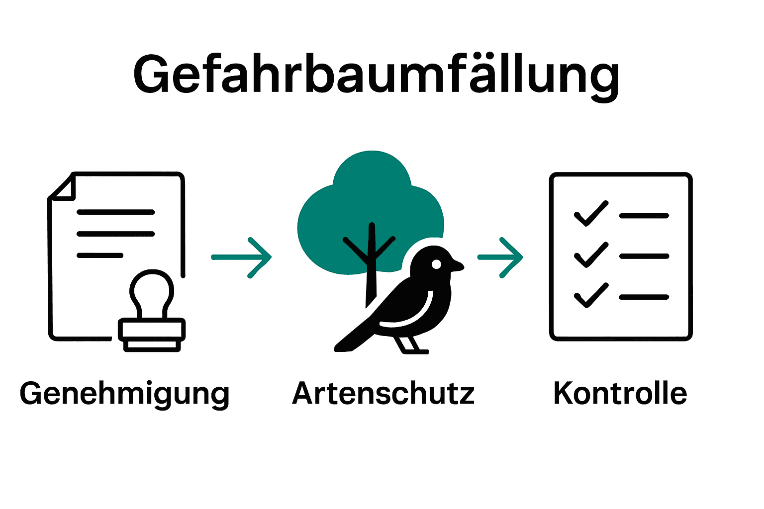 Infografik zu rechtlichen Schritten der Gefahrbaumfällung Schweiz