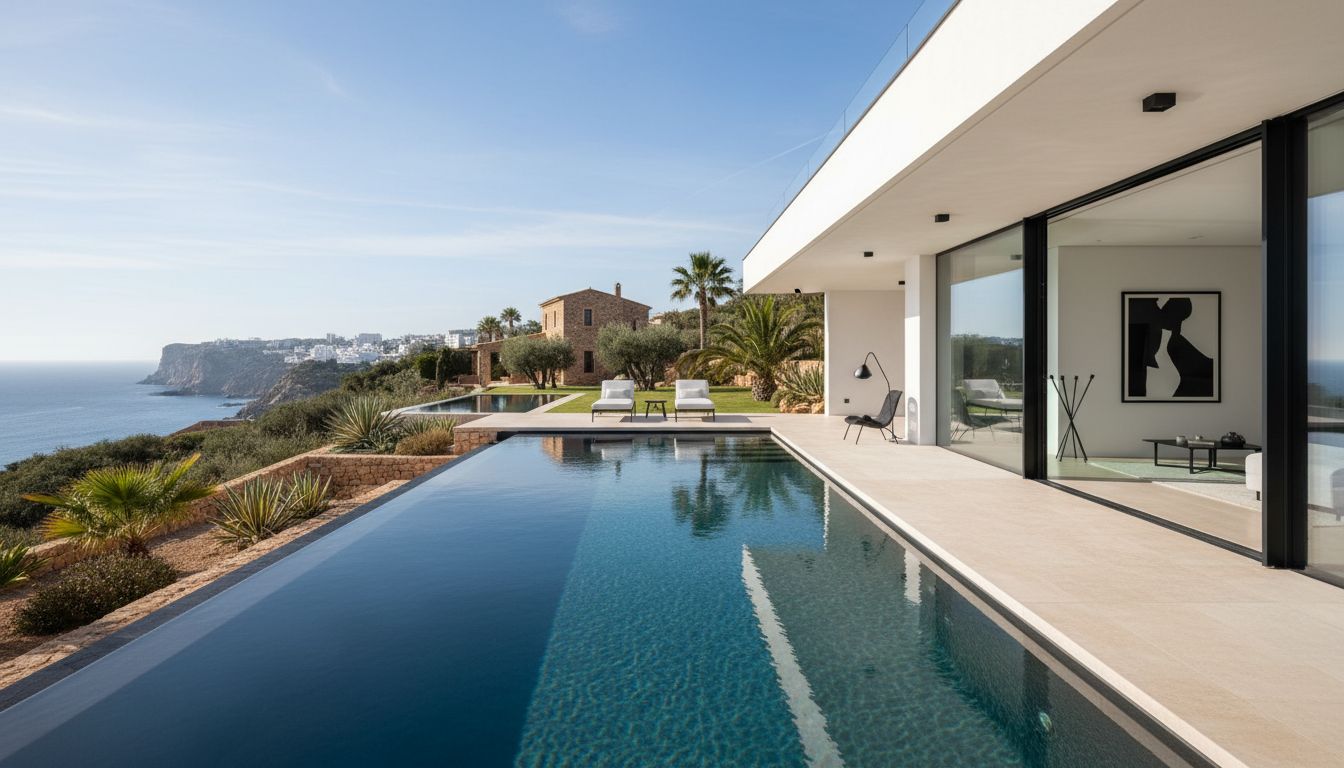 Luxury property search with AI technology in modern office