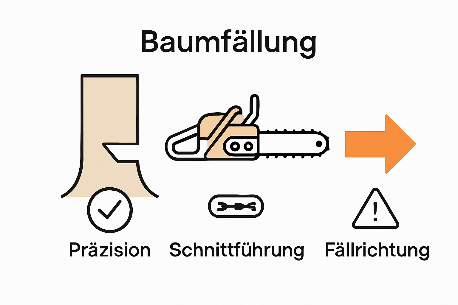 Infografik zur Ausführung des Fällschnitts