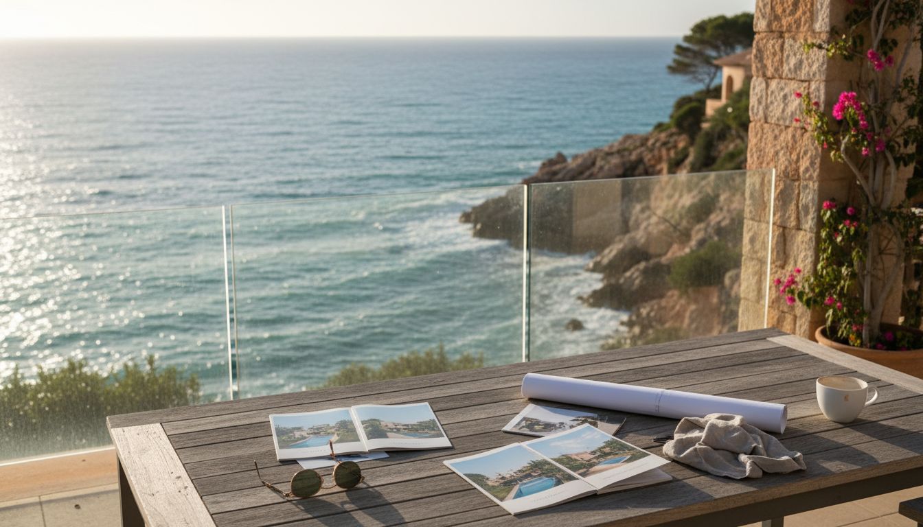 Investor surveys Mallorca villa terrace view