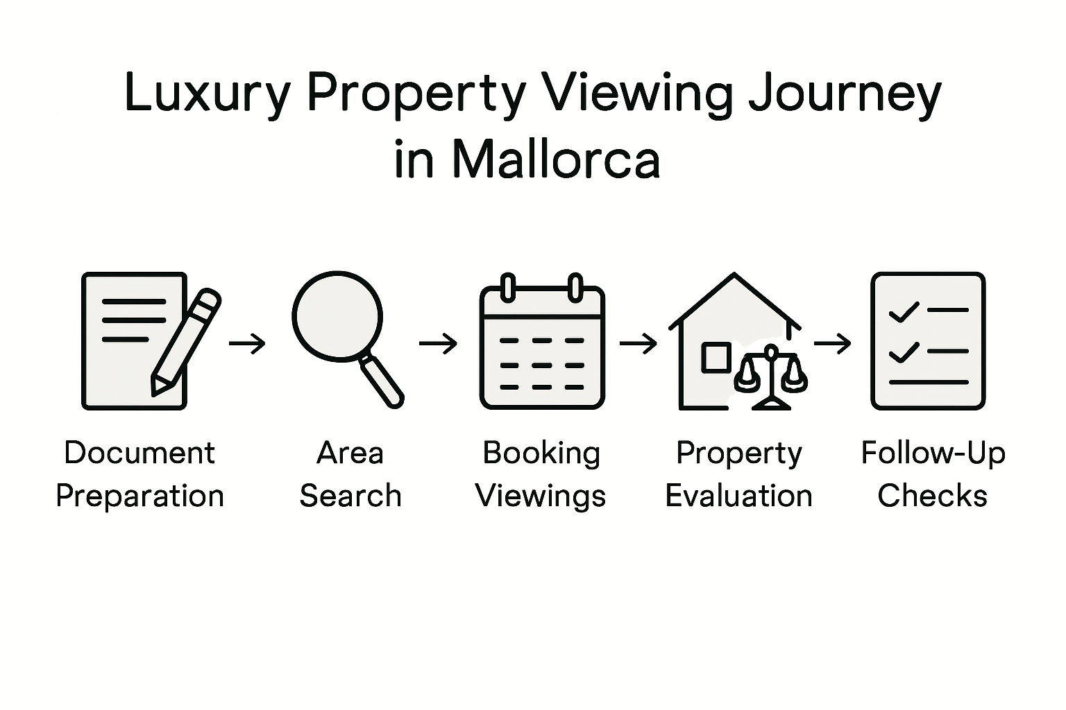 Infographic showing steps in Mallorca property viewing