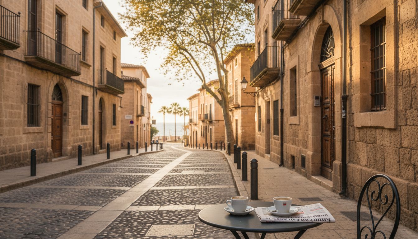 Couple exploring Mallorca real estate street
