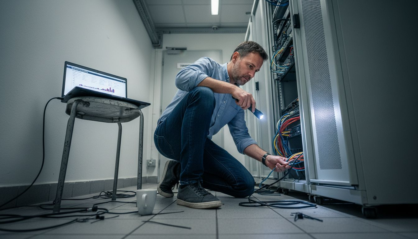 Ein IT-Experte sorgt dafür, dass die Server in der Klinik zuverlässig und sicher laufen.