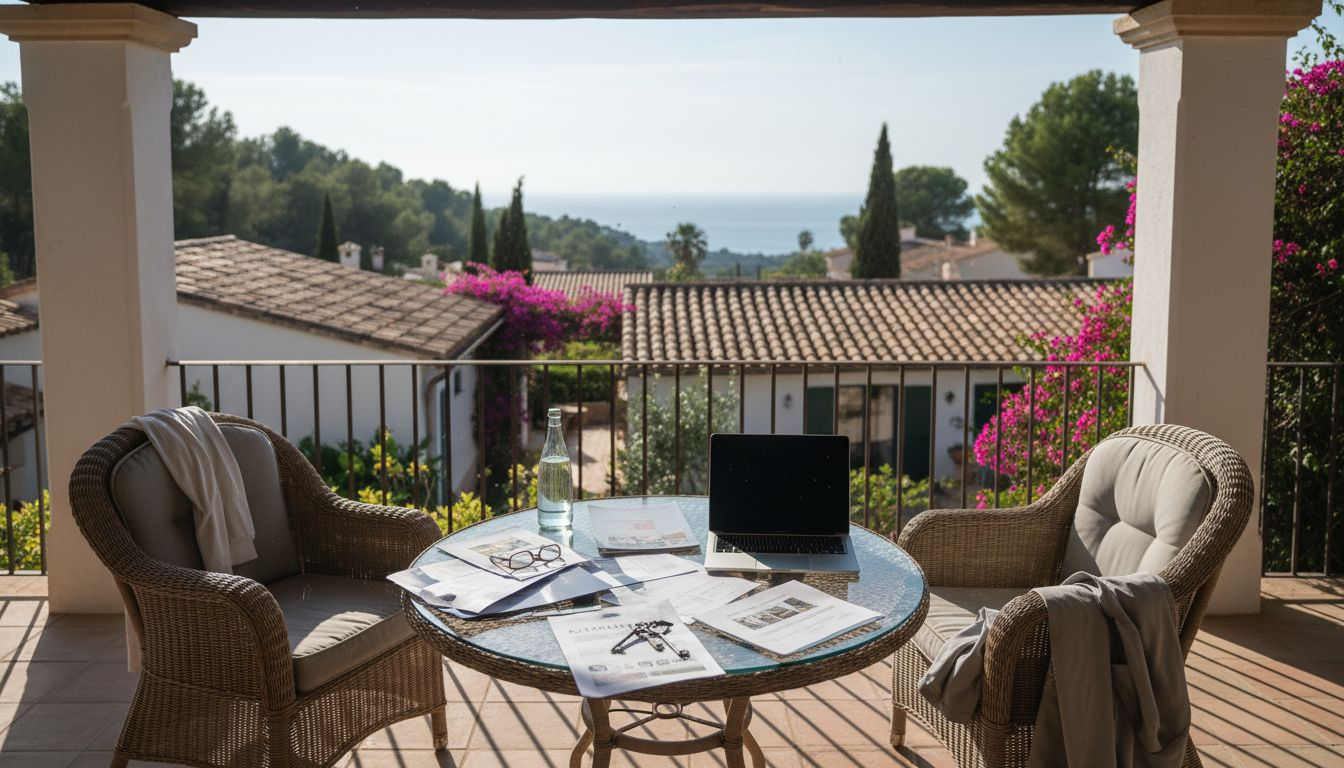 Foreign buyers reviewing property documents in Mallorca