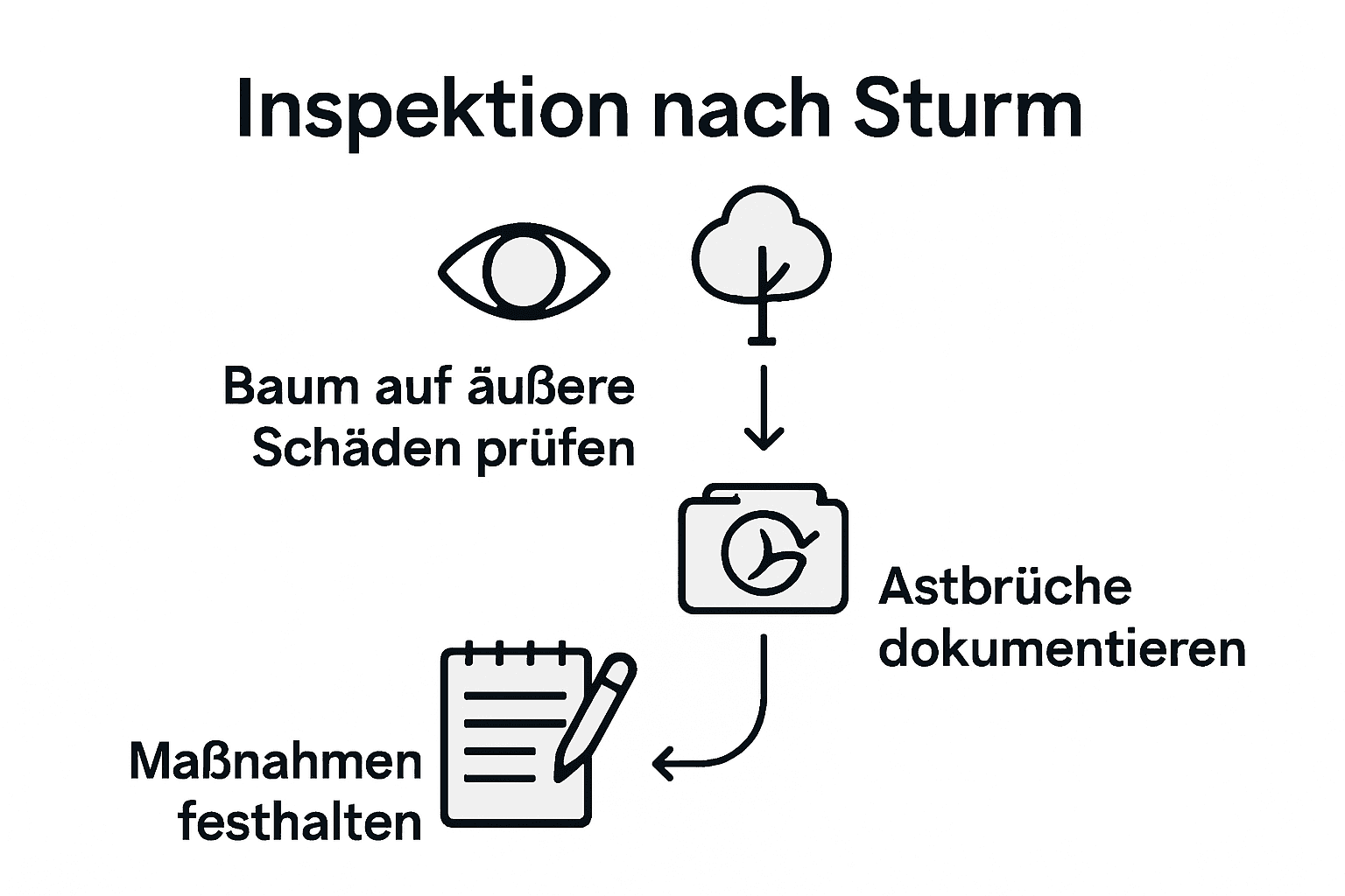 Infografik: So läuft eine Baumkontrolle nach einem Sturm ab