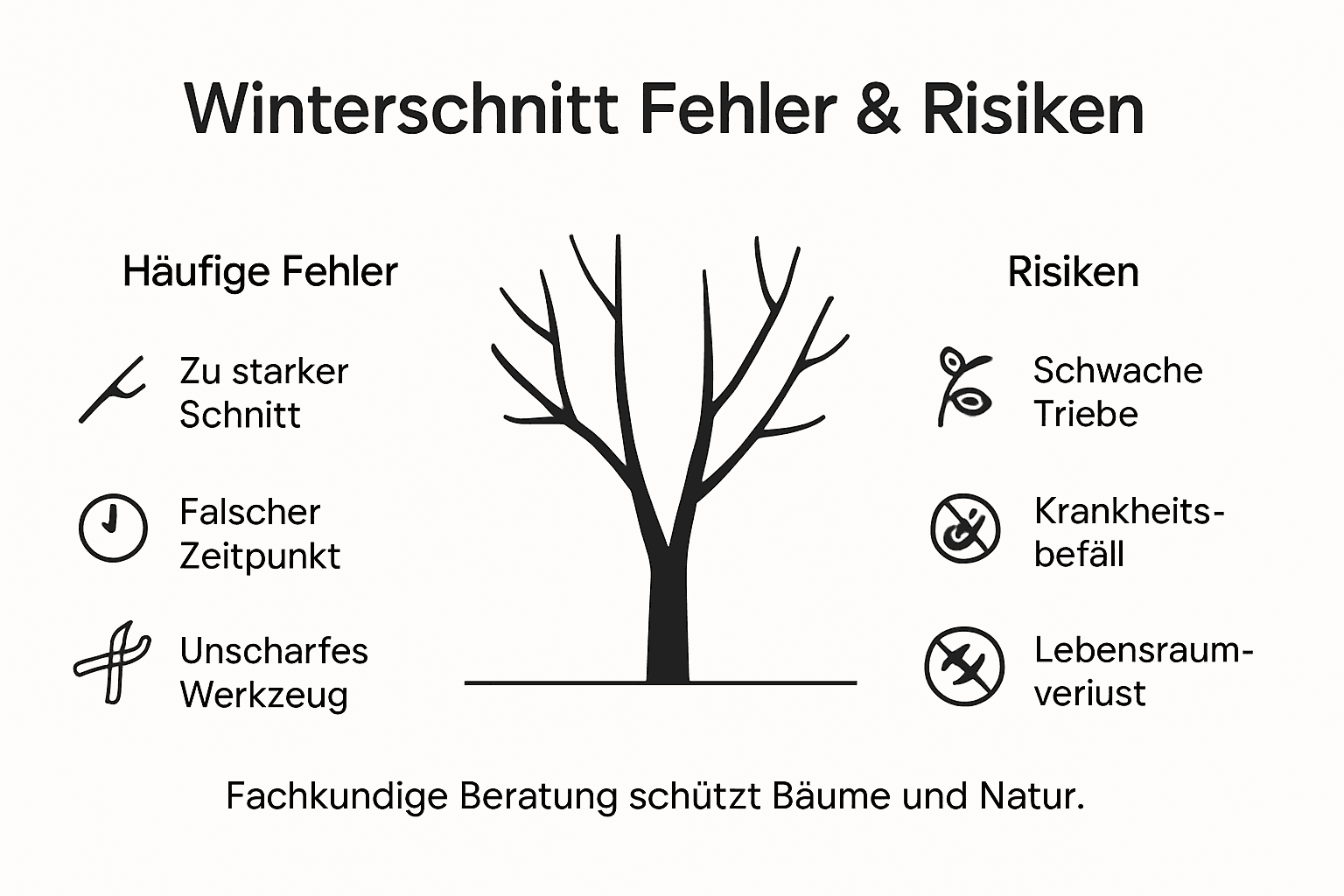 Übersicht: Häufige Fehler und Risiken beim Winterschnitt im Garten