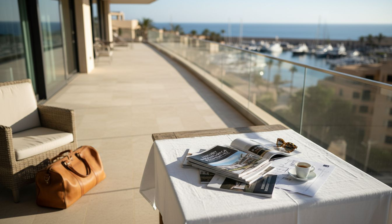 Luxury property buyer on Palma balcony