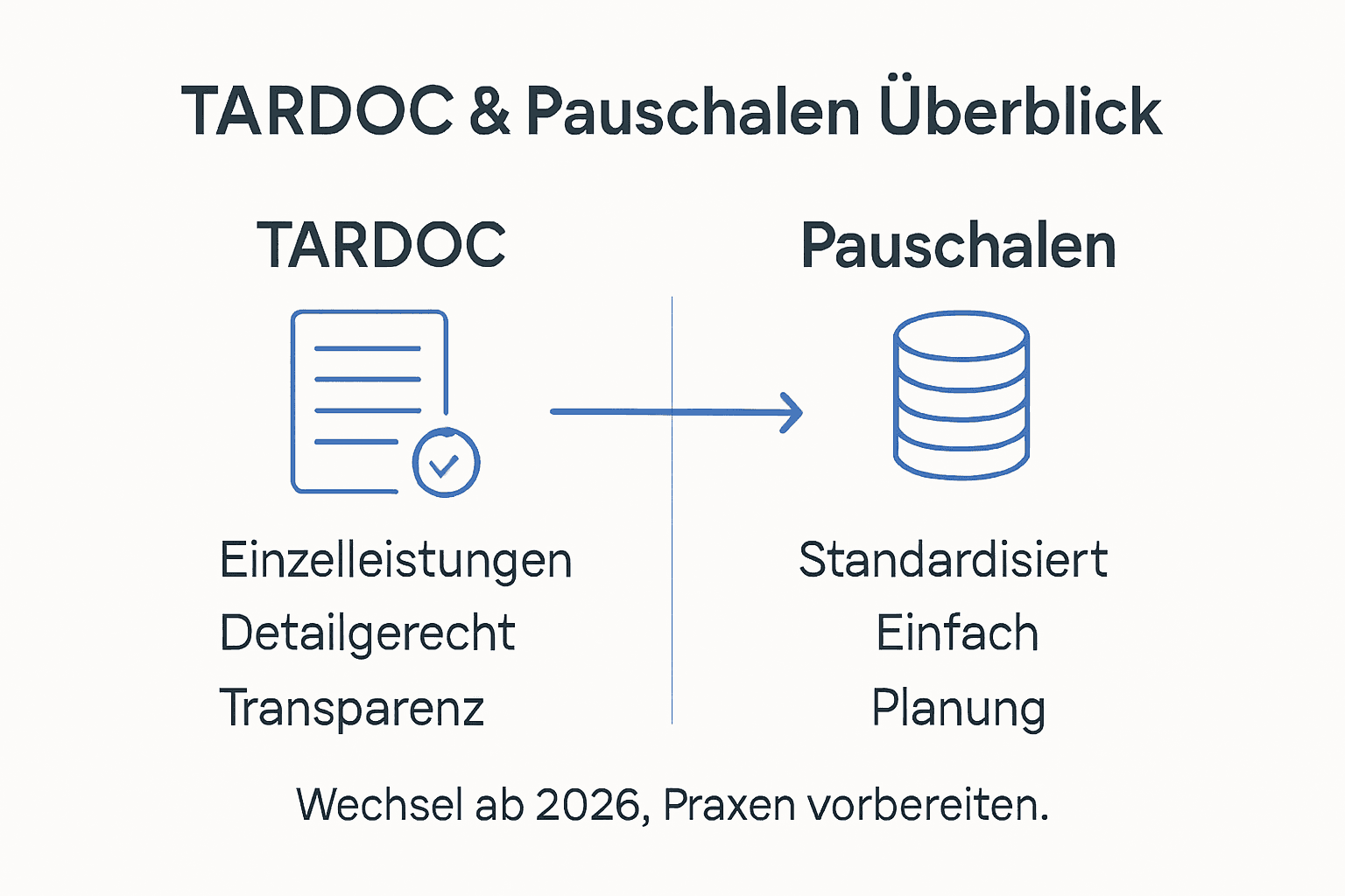 Infografik: TARDOC und Fallpauschalen im direkten Vergleich