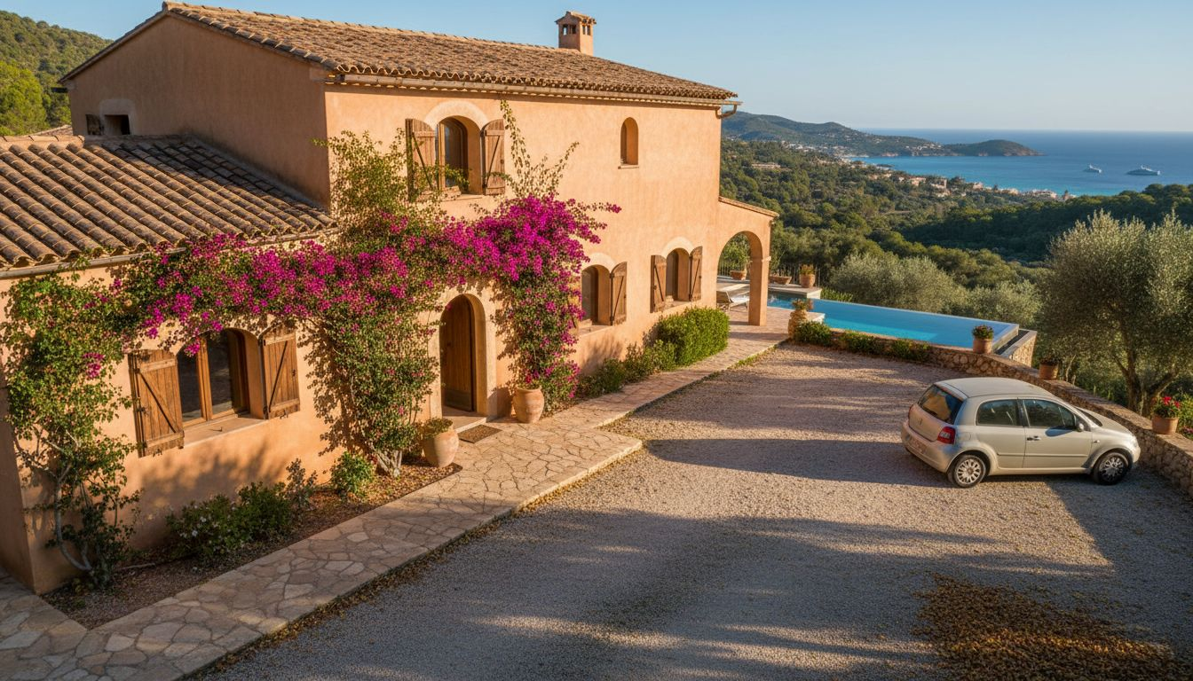 Inspector reviews documents outside Mallorca villa