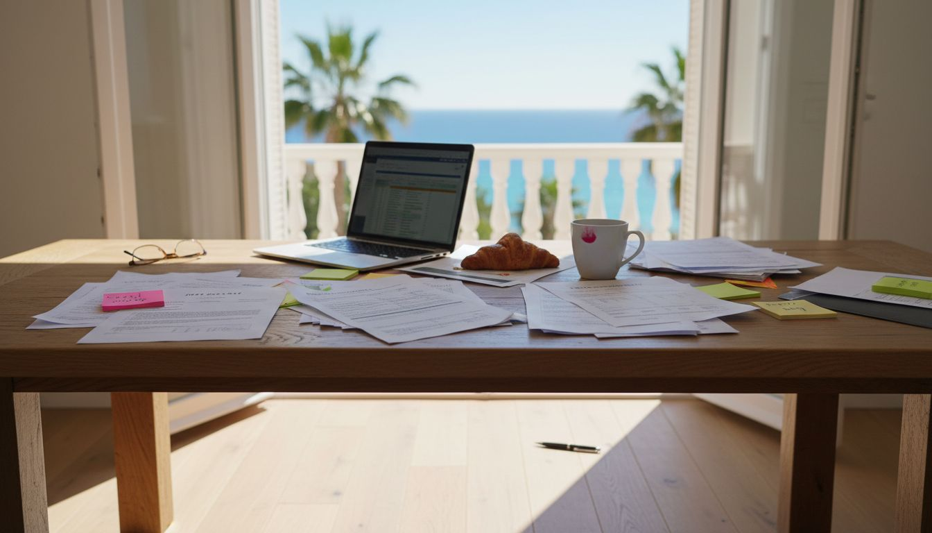 Woman reviewing Mallorca property paperwork
