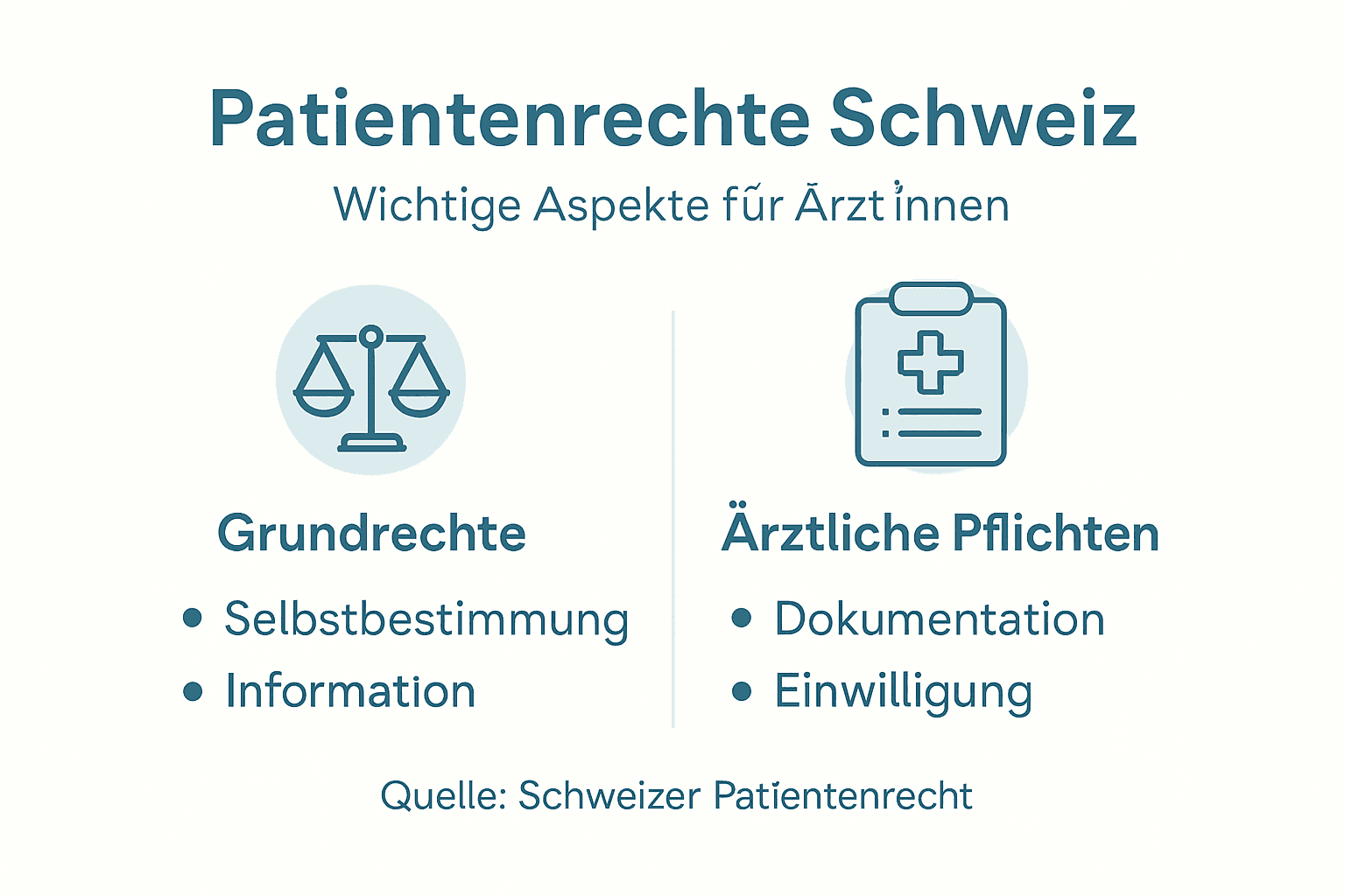 Übersicht: Rechte der Patientinnen und Patienten sowie Pflichten von Ärztinnen und Ärzten in der Schweiz