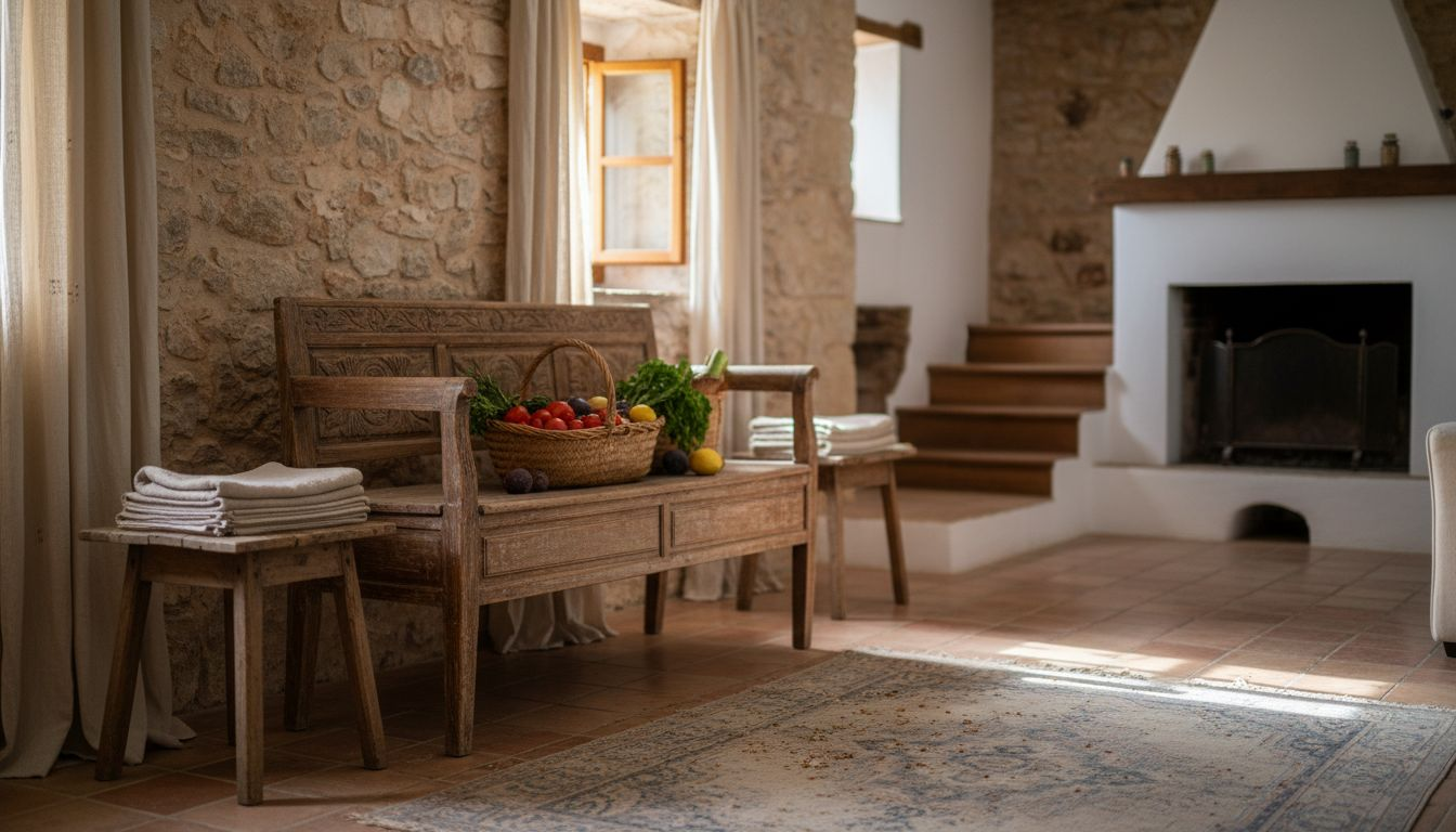 Rustic finca living room Mallorca scene