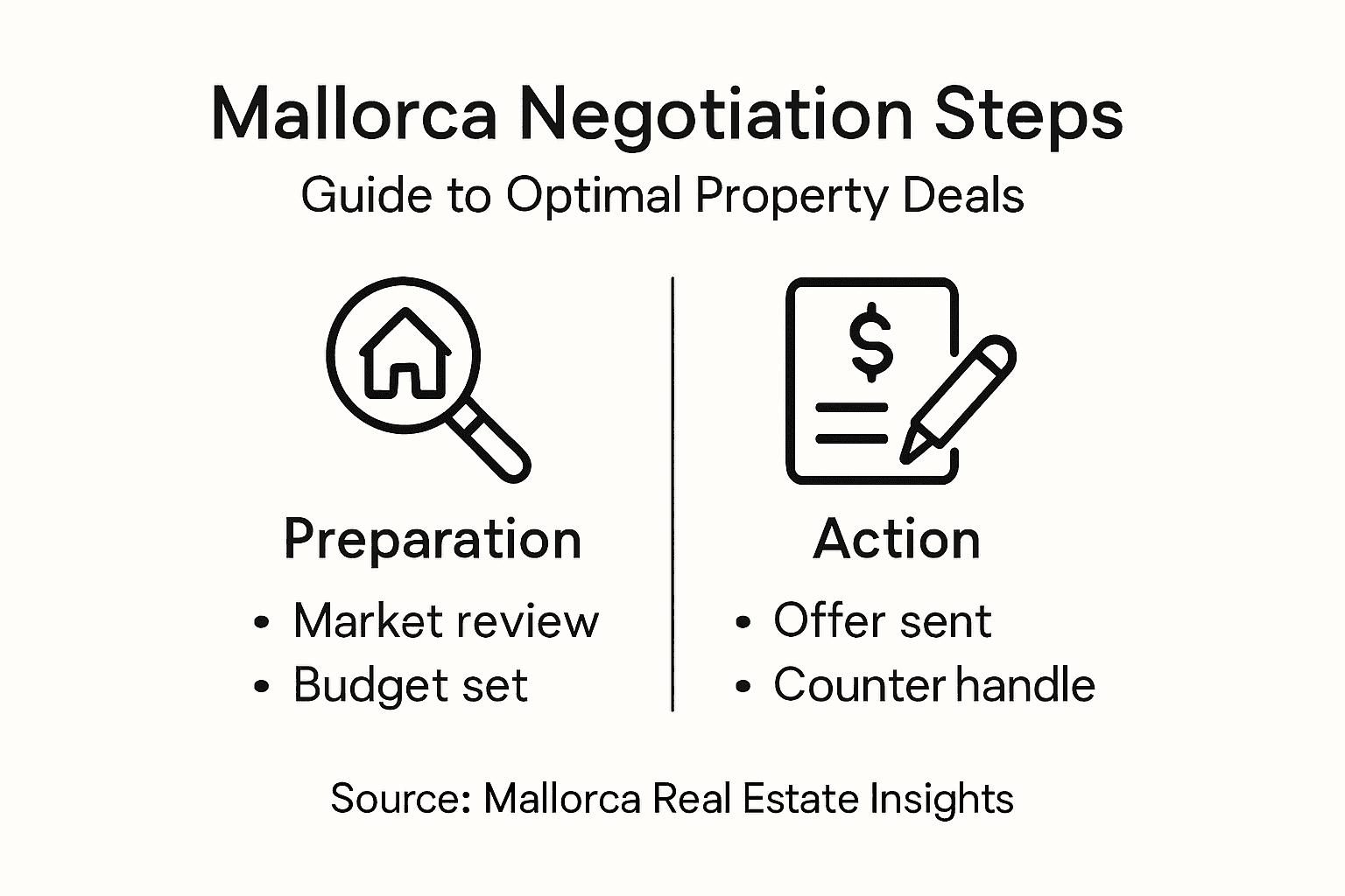 Infographic with Mallorca negotiation steps summary