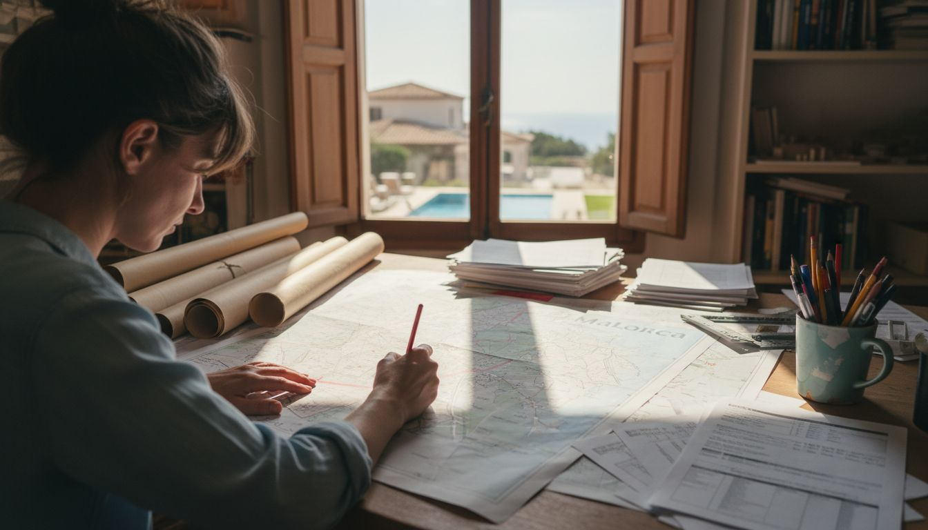 Architect reviewing Mallorca zoning map