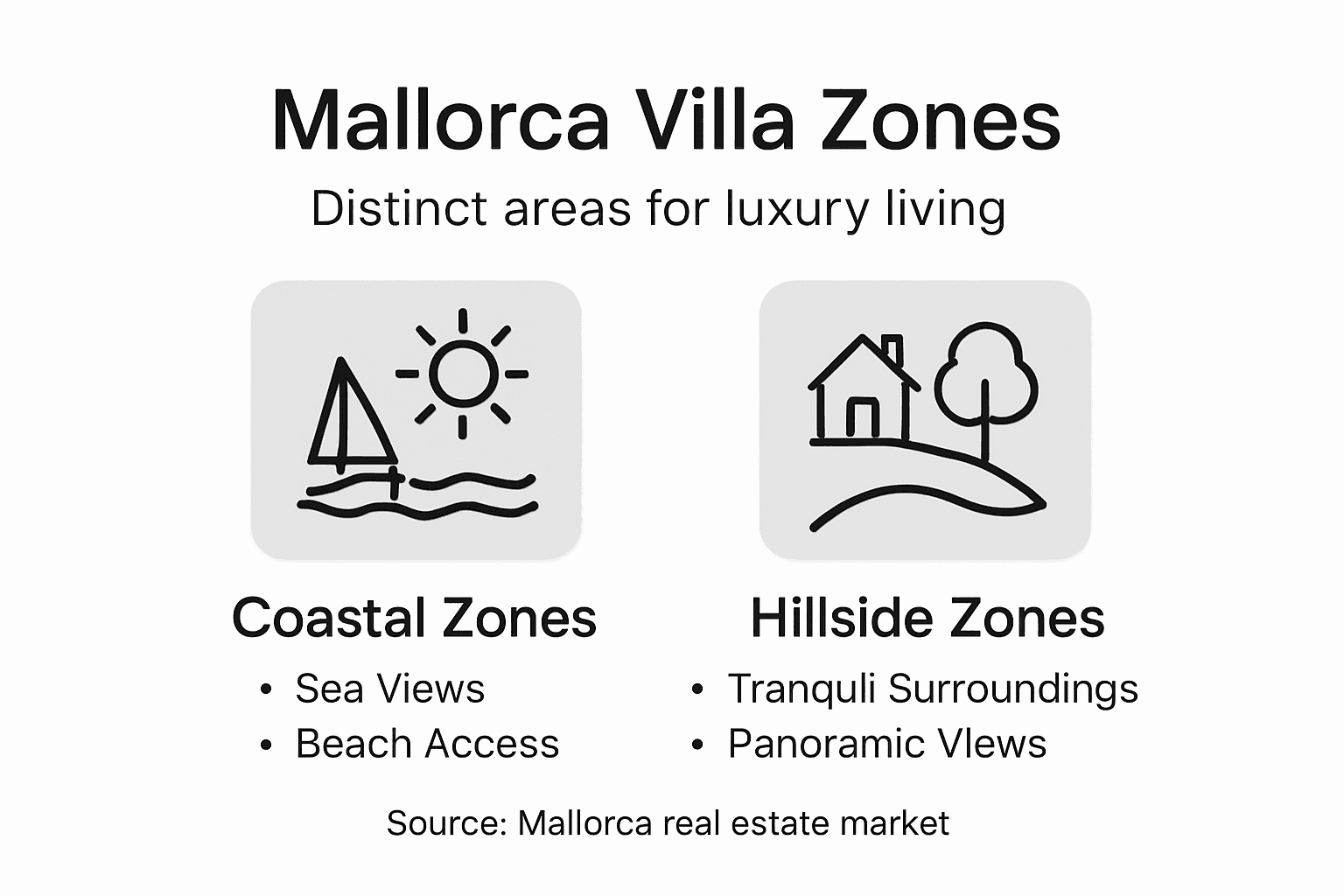 Infographic outlining Mallorca villa zone distinctions