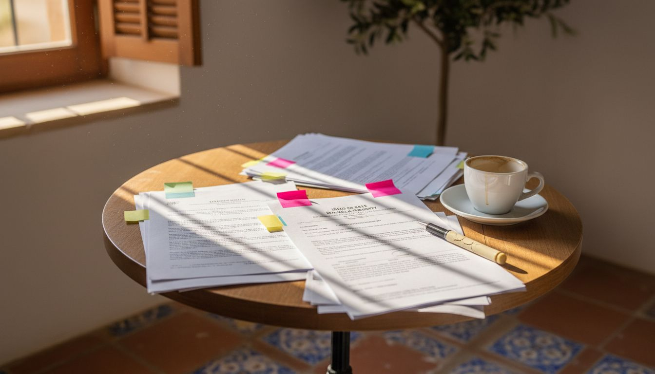 Agent and client review Mallorca property paperwork