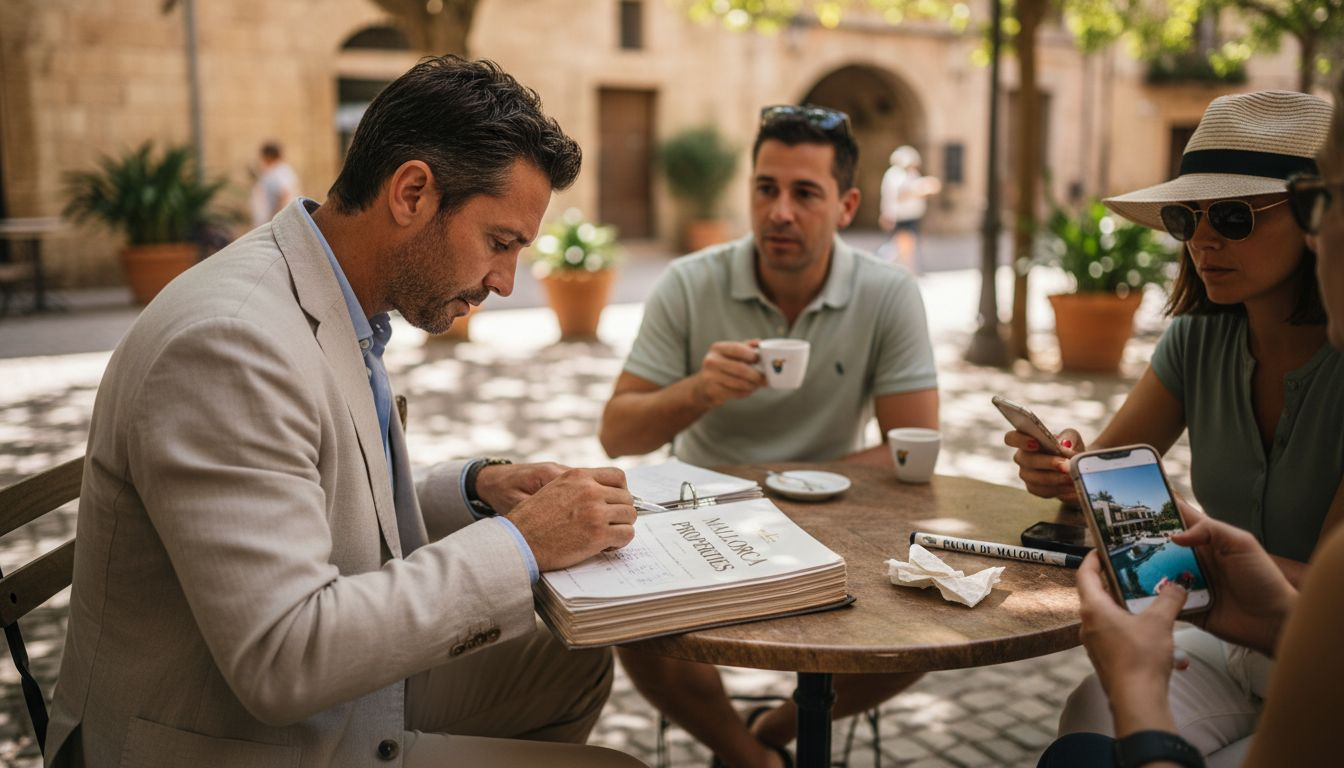 Agent consulting American buyers in Palma