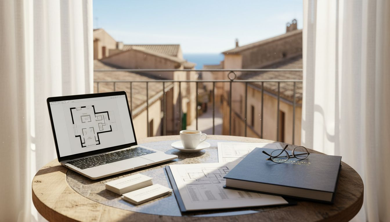 American couple reviewing Mallorca property documents