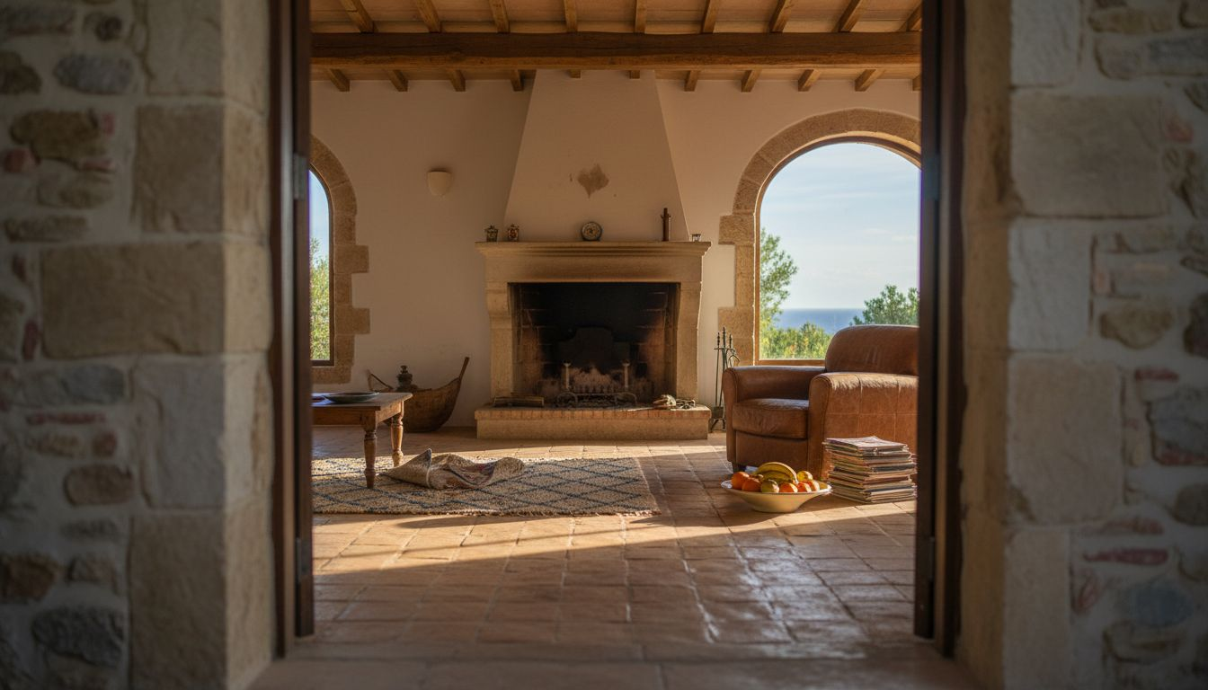 Agent showing interior Mallorca villa details