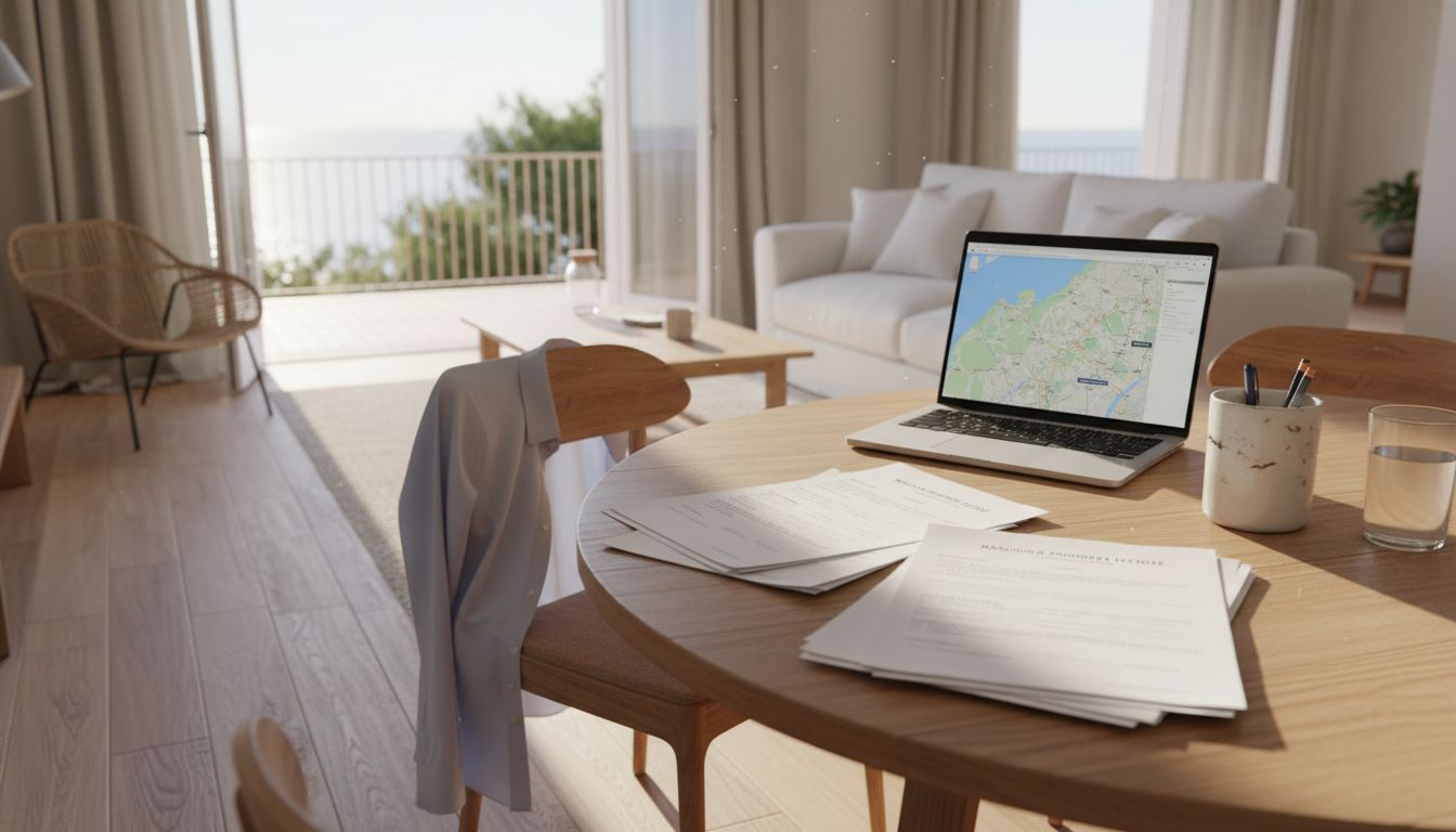 Investor reviewing holiday rental license paperwork