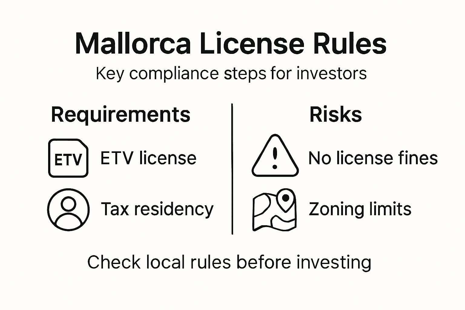 Infographic showing key Mallorca rental license rules