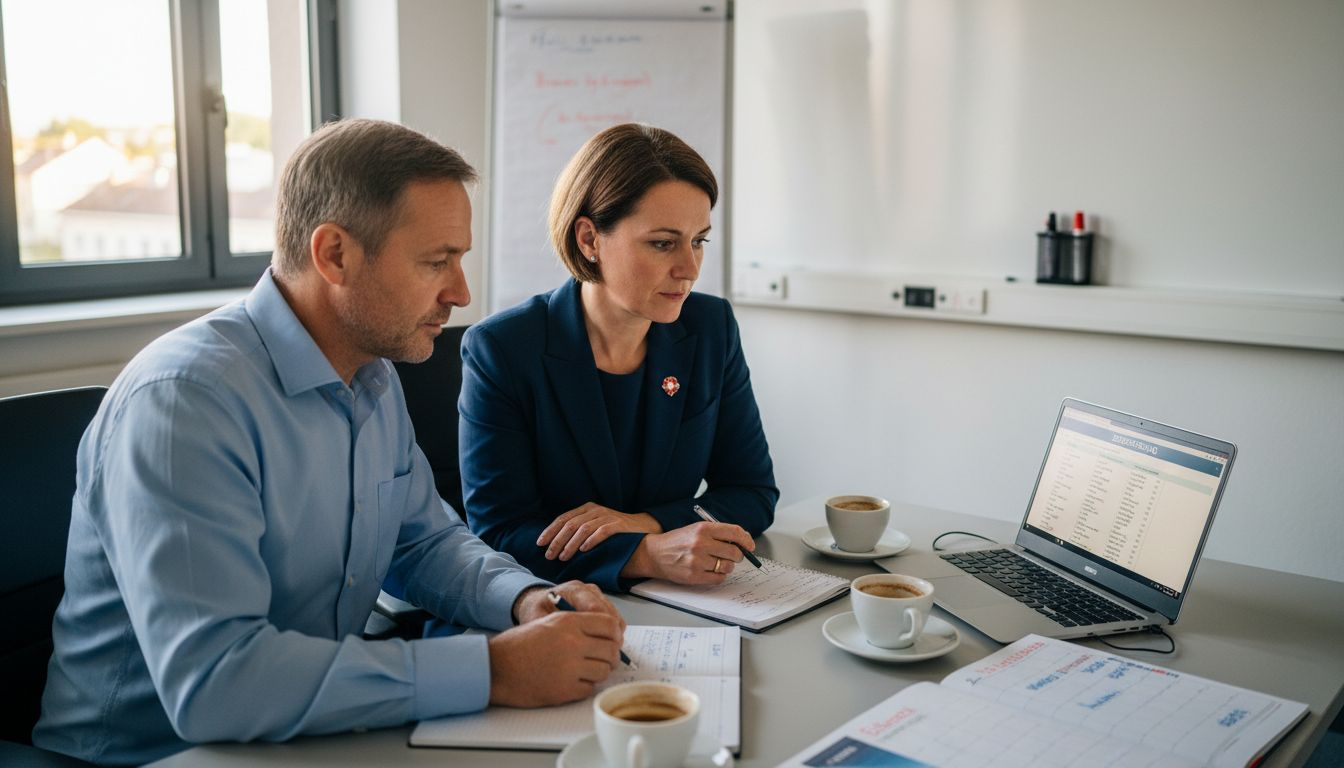 Der Betriebsrat nimmt die geplante digitale Zeiterfassung am Laptop genau unter die Lupe.
