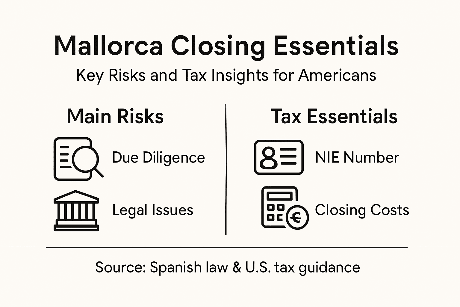 Infographic showing Mallorca property closing risks and tax