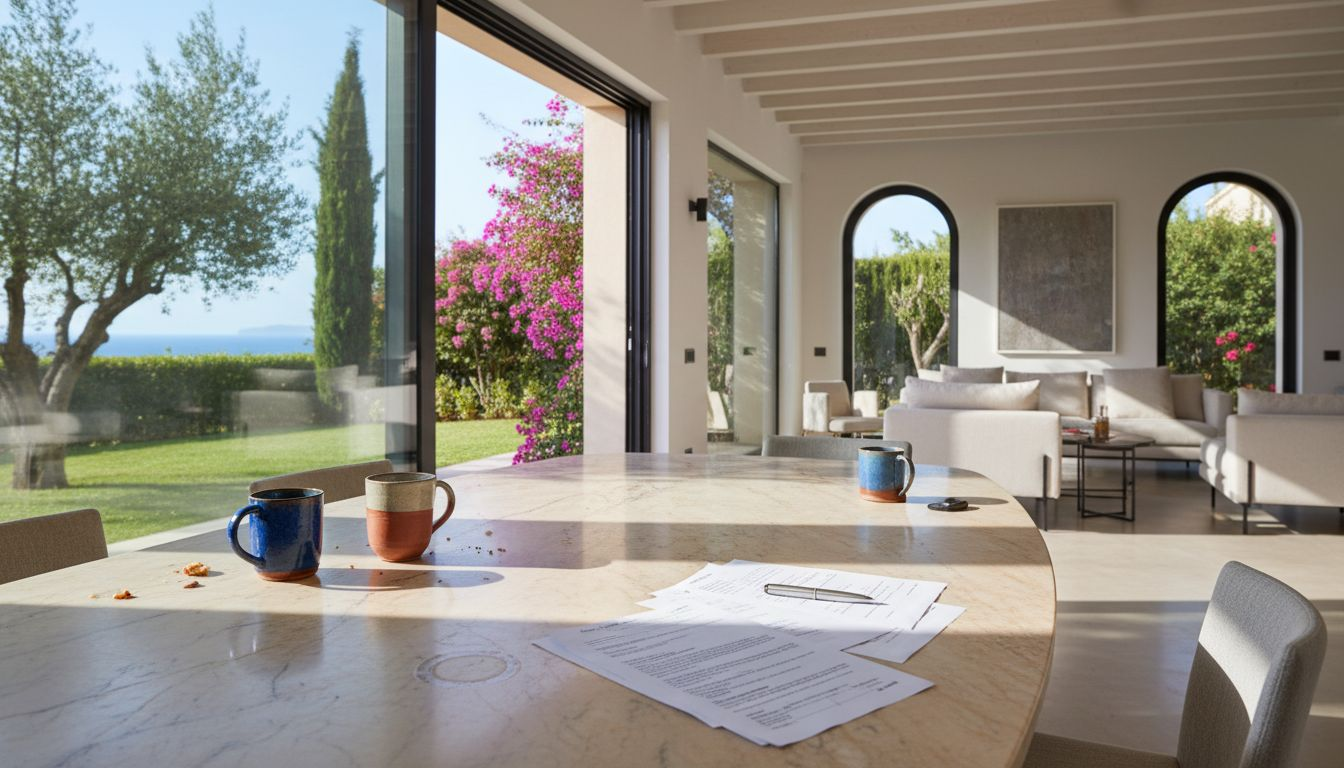 Real estate agent and American buyers with tax documents