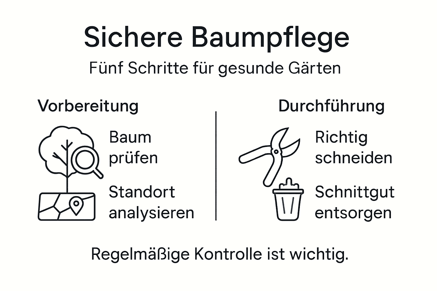 In dieser Infografik erfahren Sie, wie Sie Ihre Bäume Schritt für Schritt fachgerecht und sicher pflegen.
