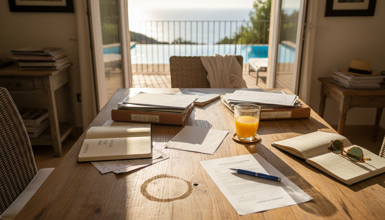 Agent advising Americans in Mallorca townhouse