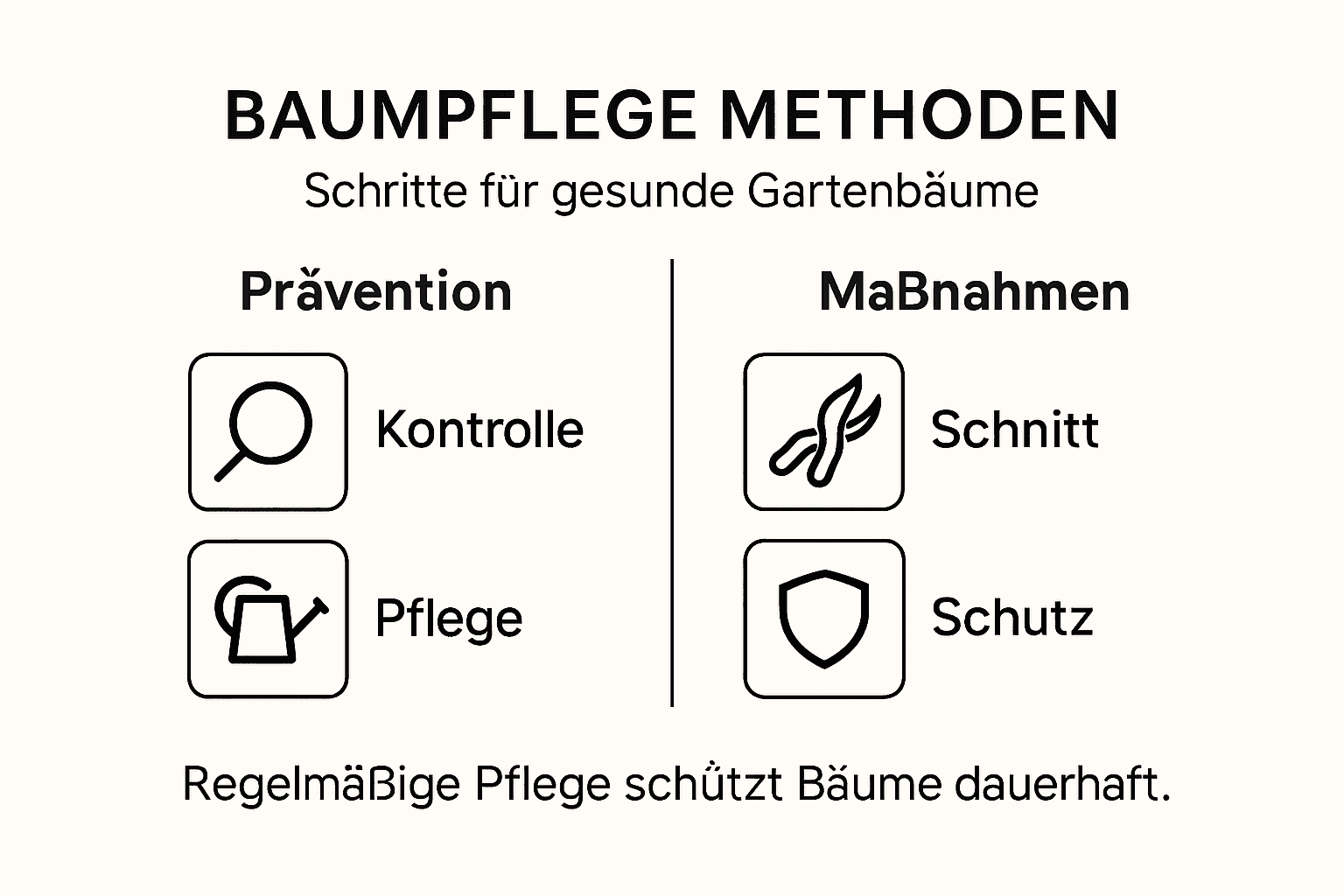 Die Infografik gibt einen Überblick über verschiedene Methoden der Baumpflege.