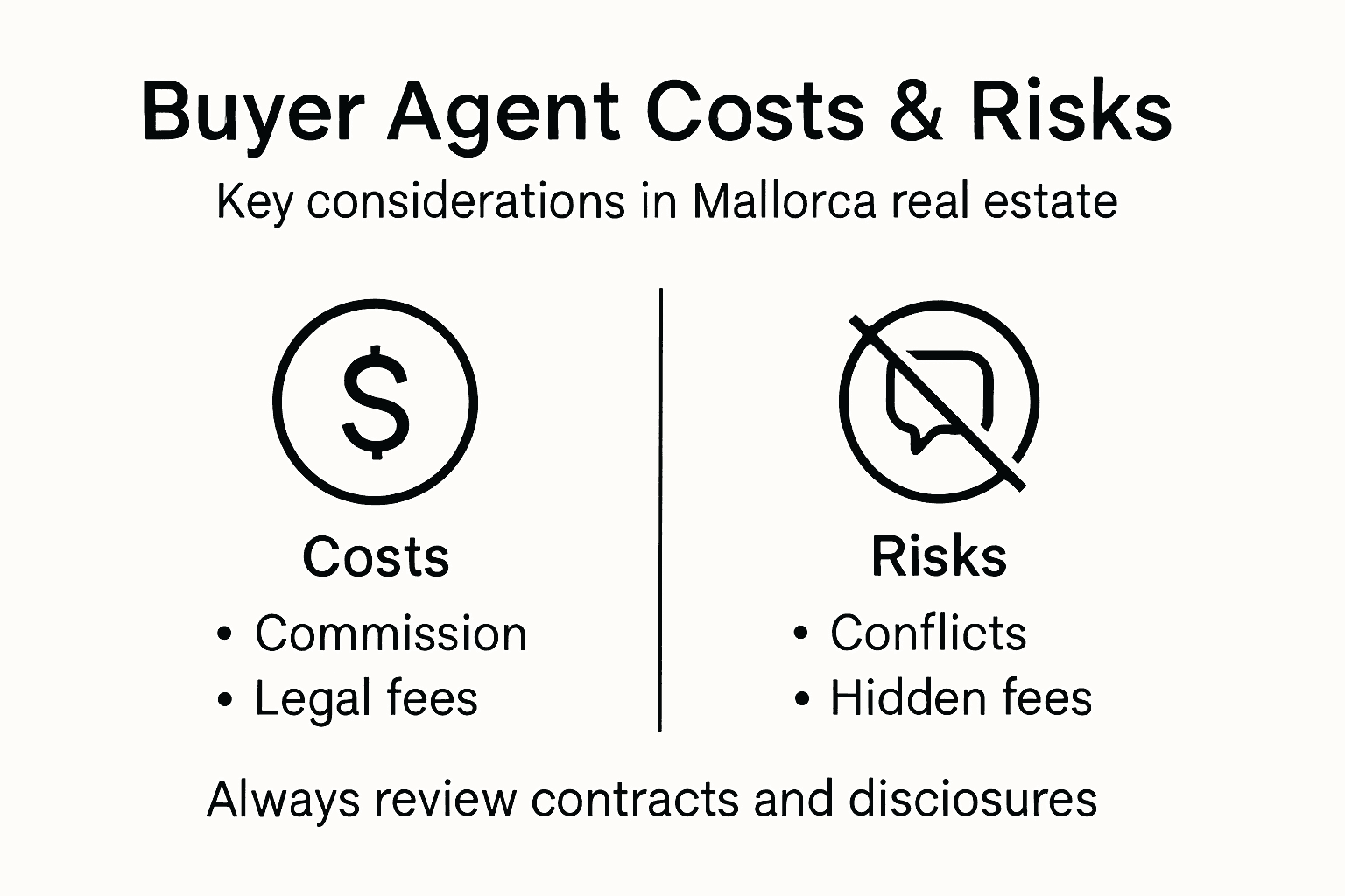 Infographic on Mallorca buyer agent costs and risks