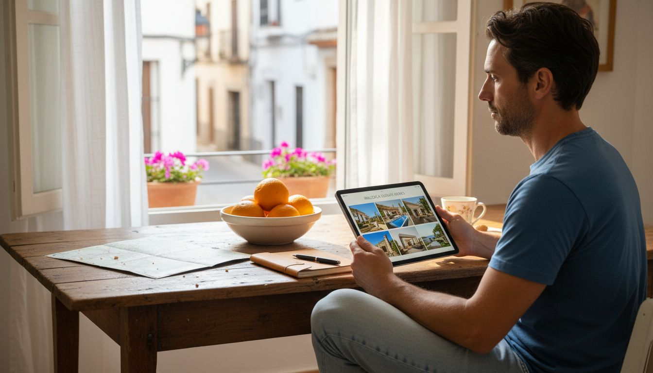 Person researching Mallorca neighborhood options