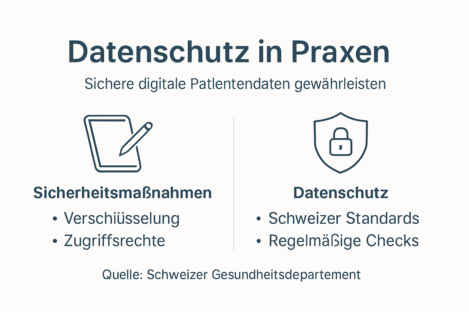 Übersicht zum Thema Datenschutz in der Arztpraxis: Wichtige Fakten und Tipps kompakt dargestellt.