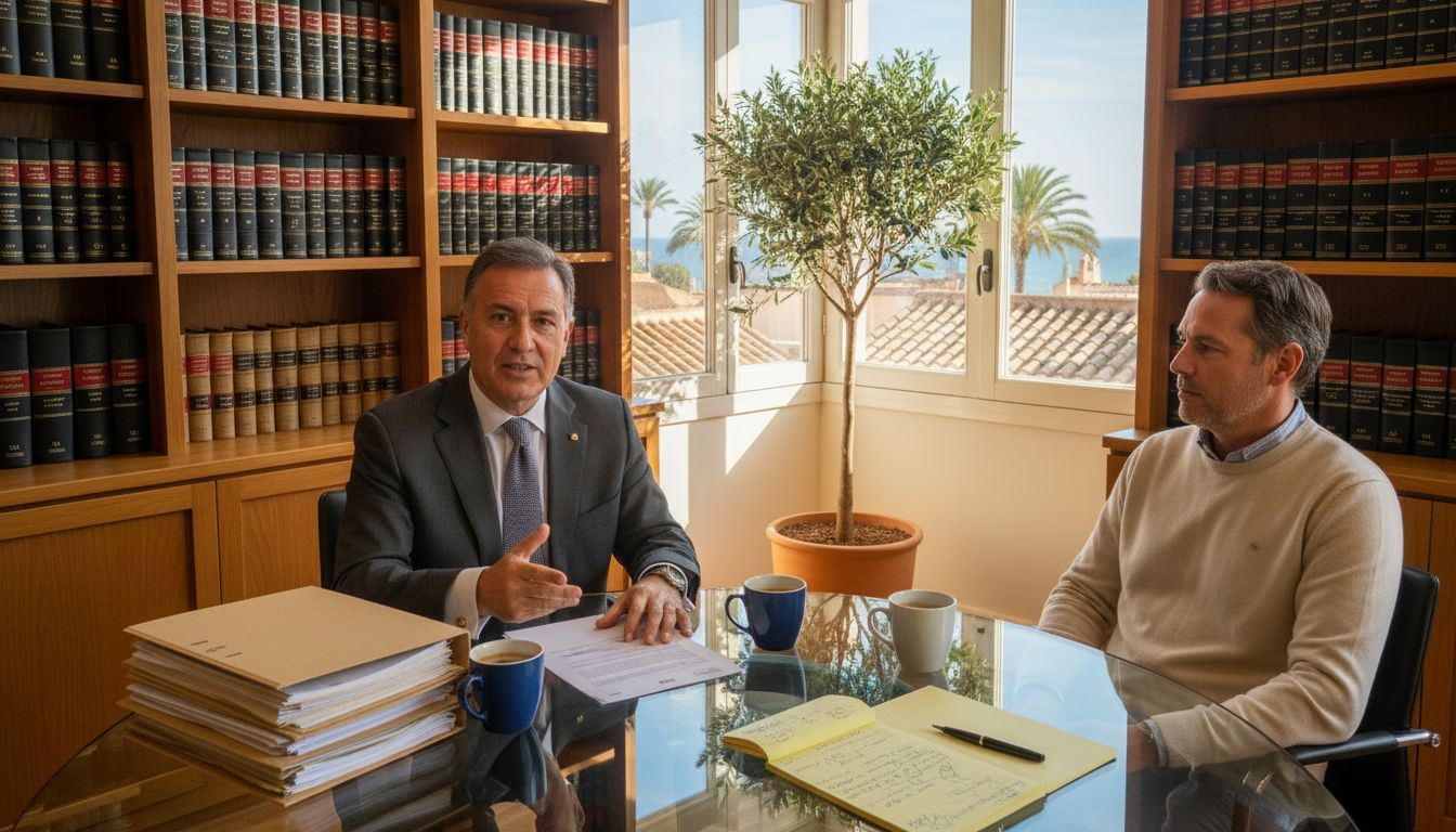 Attorney consulting US client in Mallorca office