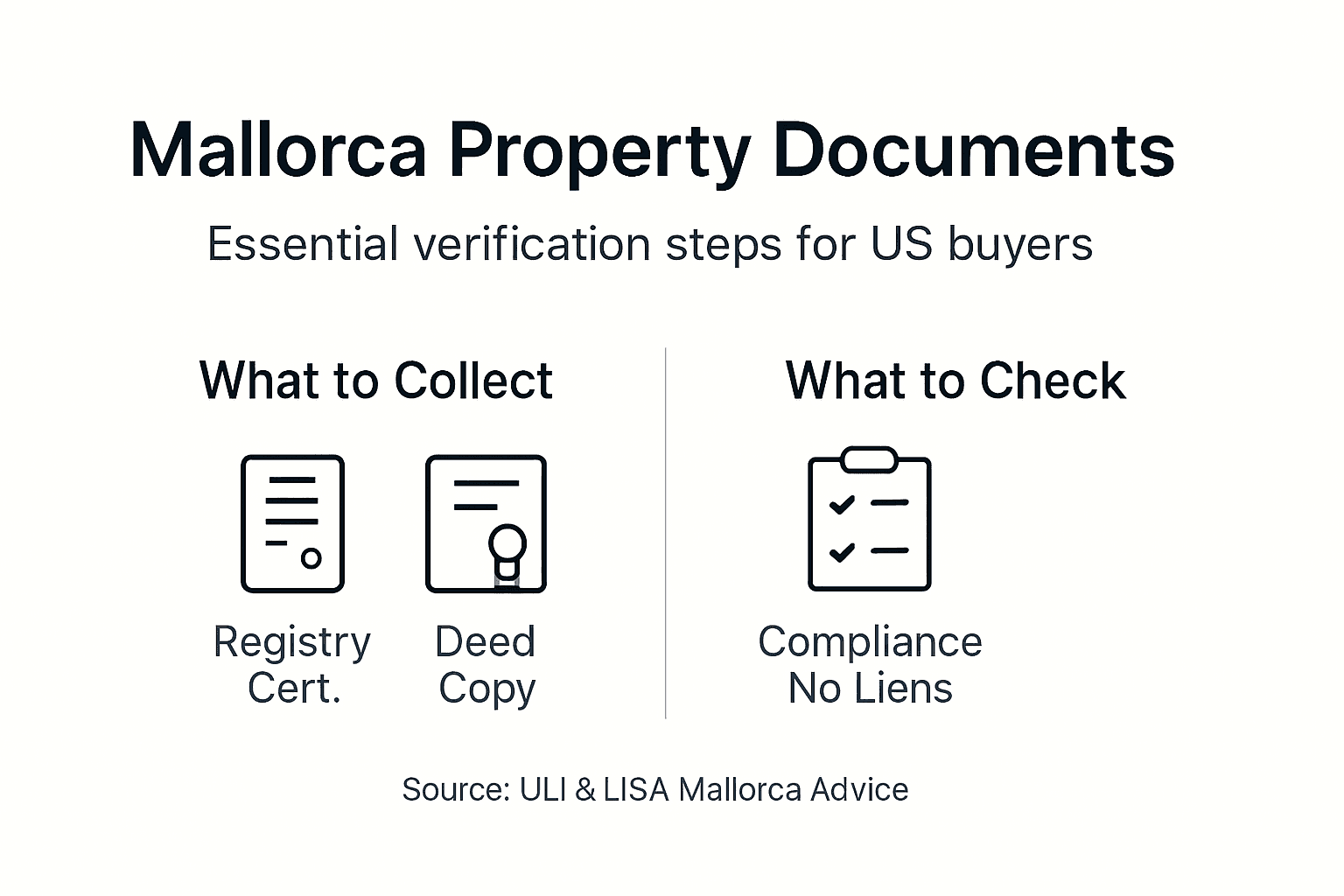 Infographic with Mallorca property document checklist