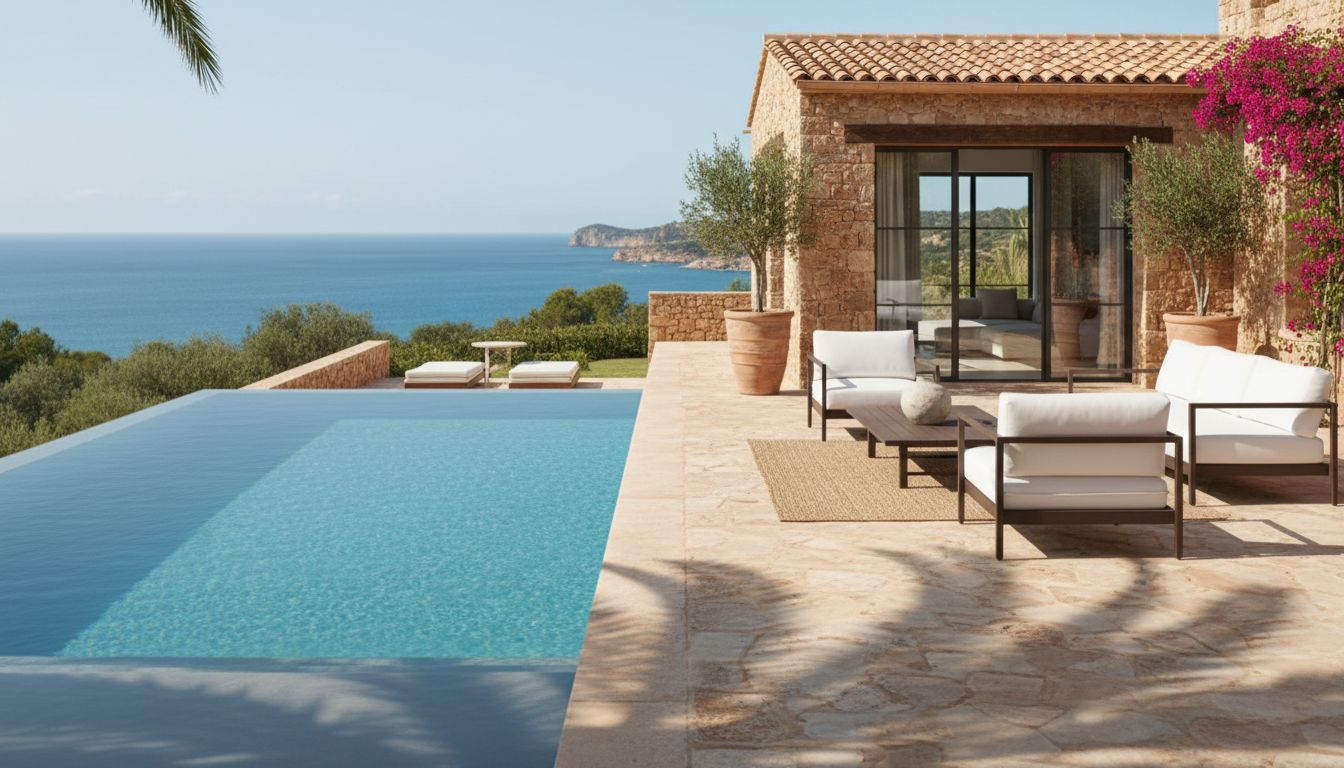 Man reviewing Mallorca property and currency paperwork