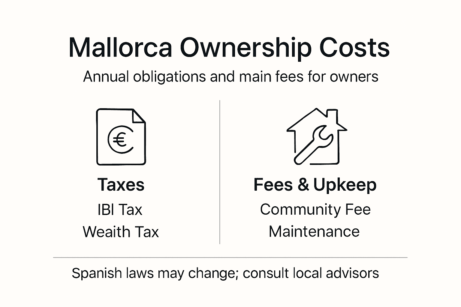 Infographic outlining Mallorca ownership cost main fees