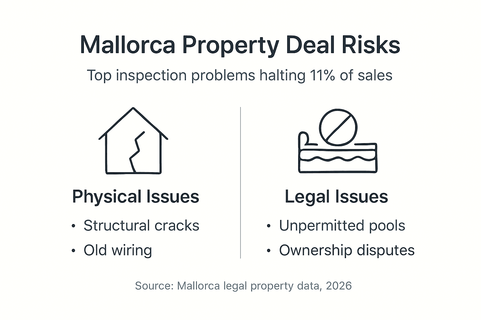 Infographic showing top Mallorca property deal risks