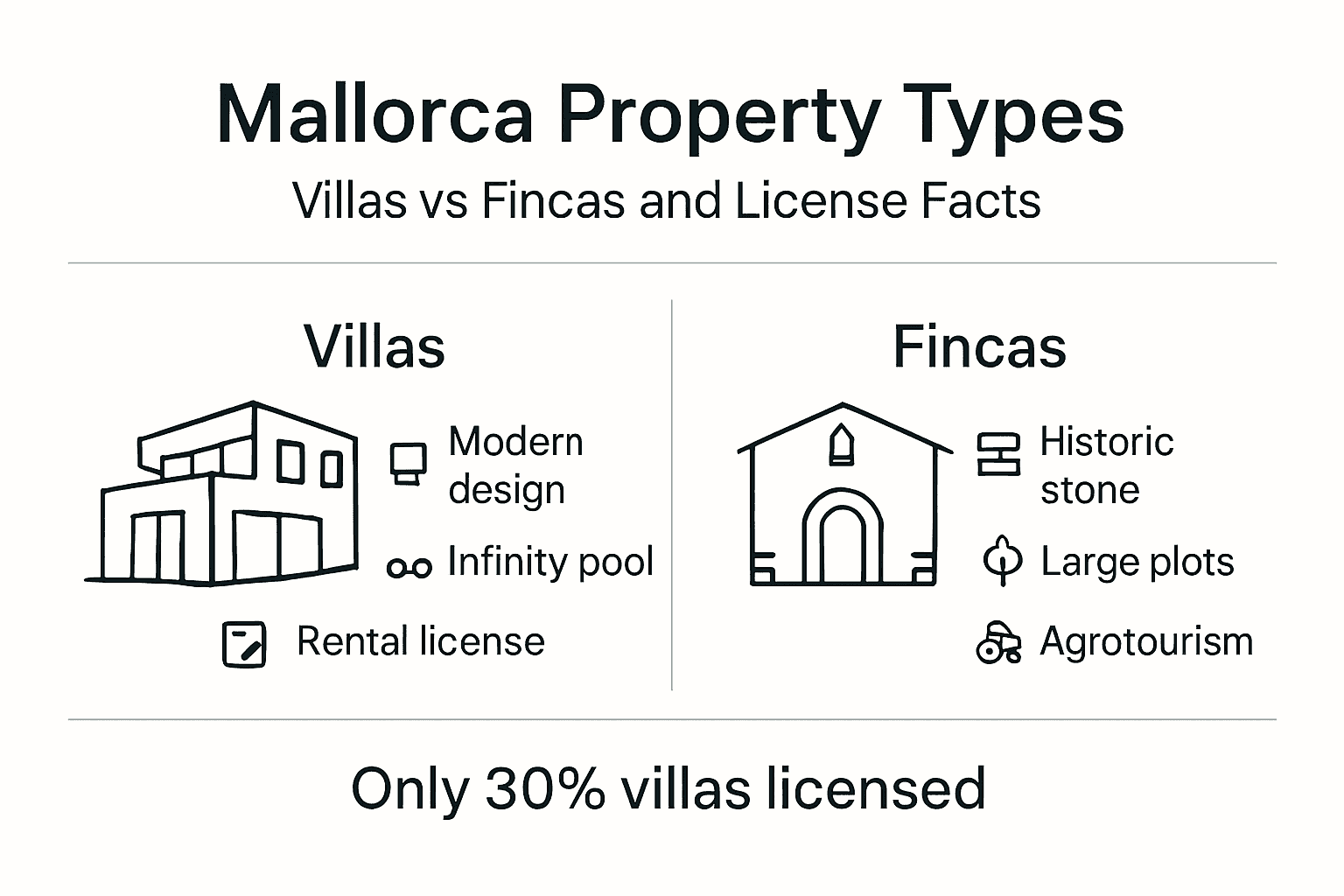 Infographic of villas vs fincas and license stats